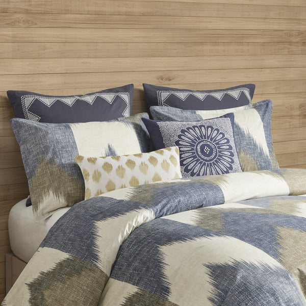 English Elm Full/Queen Alpine Duvet Cover Mini Set — 200TC Cotton Ikat Chevron, OEKO-TEX, Antimicrobial Finish B03596513