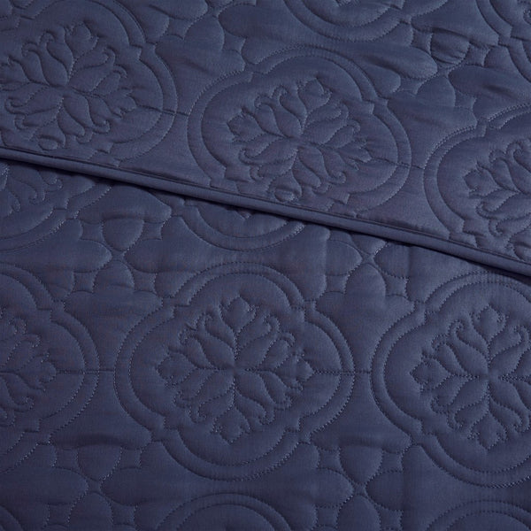 English Elm 3 Piece Reversible Bedspread Set Navy Full/Queen - Soft Microfiber, Plush Polyester Fill, Oversized Twin/Full/Queen Cozy Bedding Ensemble B035P148230