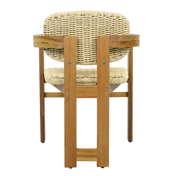 English Elm Outdoor Acacia and Rattan Armchair Set Two Ergonomic Seats for Patio Garden N719P431083N