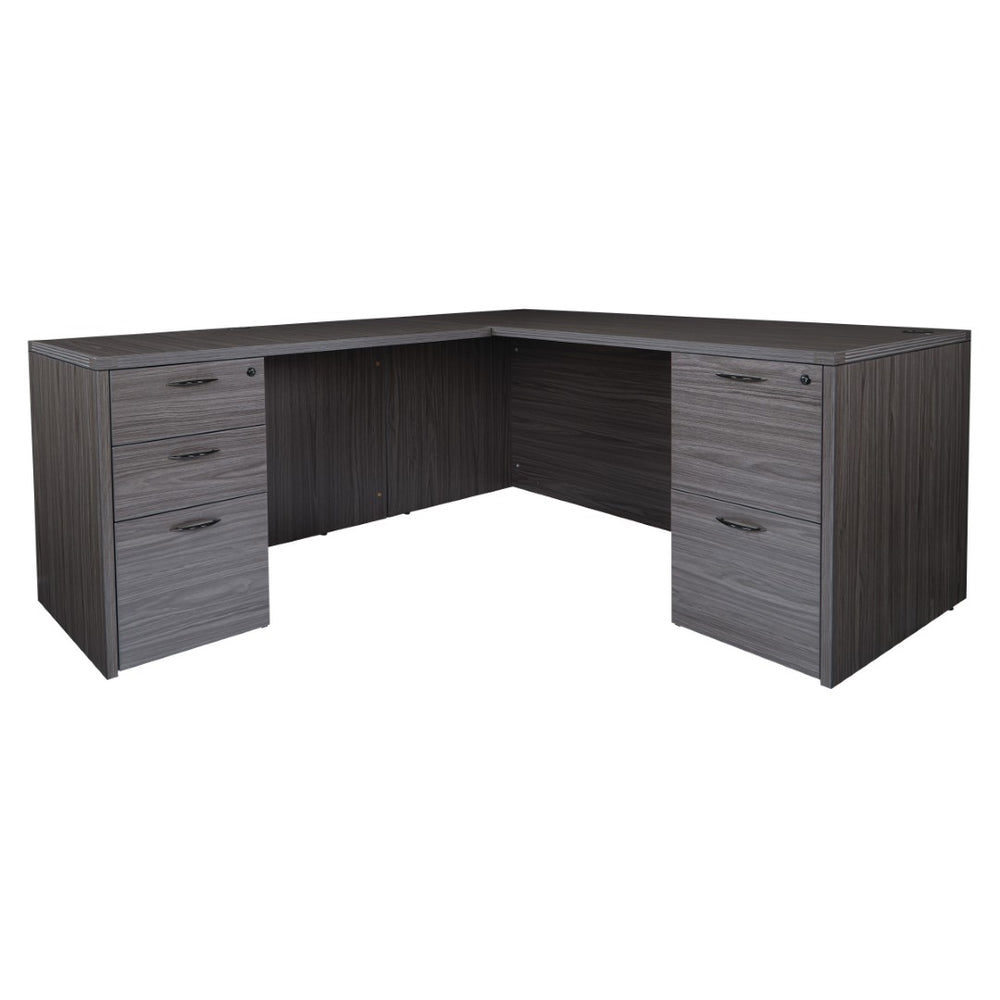 OSP Home Furnishings Napa Executive L Shaped Workstation with Locking Drawers and Integrated Wire Management NAPSGW-TYP9