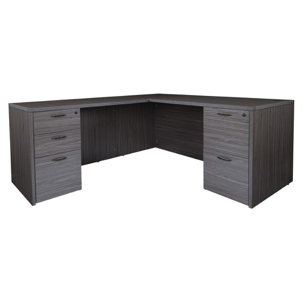 OSP Home Furnishings Napa Executive L Shaped Workstation with Locking Drawers and Integrated Wire Management NAPSGW-TYP9