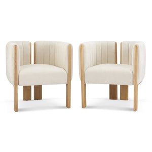 English Elm Christopher Knight Home® - Dining Chairs Set of 2 | Modern Bouclé Upholstered Seating with Rubberwood Frame, Durable 225lb Capacity Beige,Natural N779P341494B