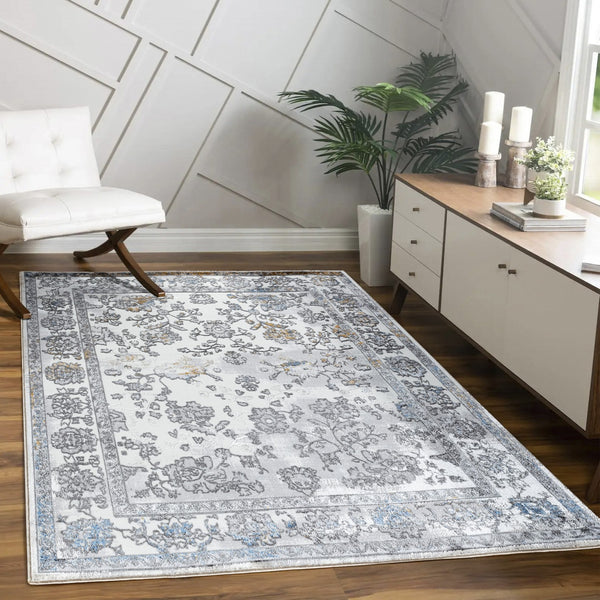 English Elm Legacy Multi 2 Ft. 7 In. X 7 Ft. Soft Grey Area Rug – Durable, Stain-Resistant, Ideal For Homes B186P181139