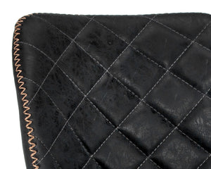 Sunpan Lyla Dining Chair Set - Chic Faux Leather Design with Diamond Tufting and Stylish Steel Legs Champagne Gold / Antique Black