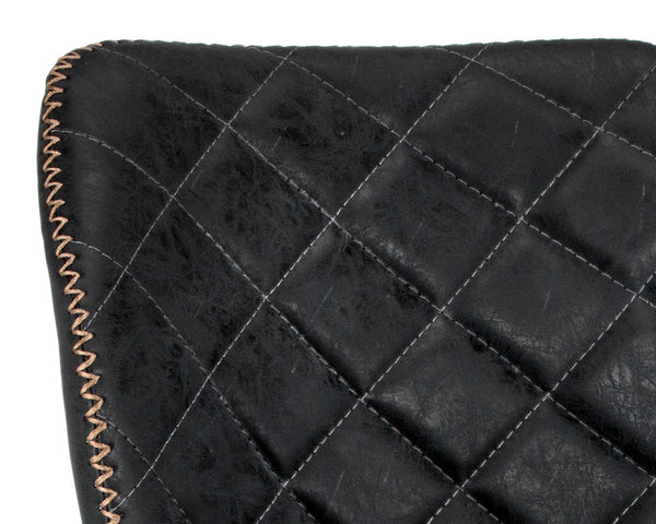 Sunpan Lyla Dining Chair Set - Chic Faux Leather Design with Diamond Tufting and Stylish Steel Legs Champagne Gold / Antique Black