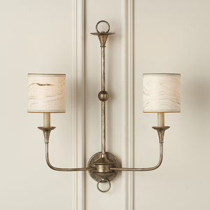 Marble Artisanal Drum Chandelier Shade - Handmade Contemporary Design with Grosgrain Ribbon Accents