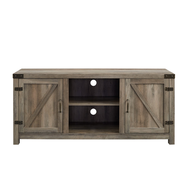 English Elm Walker Edison - Farmhouse Rustic Barn Door TV Stand with Metal Accents, Gray Wash, Storage for TVs up to 65" B185P169337