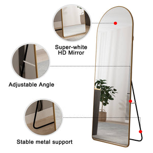 English Elm The Arched Gold Aluminum Full Length Floor Mirror for Bedroom Entryway Dressing Room W1151140053