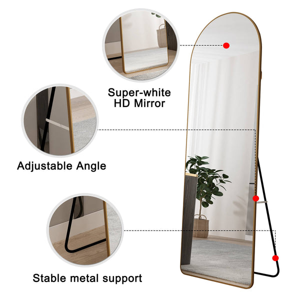 English Elm The Arched Gold Aluminum Full Length Floor Mirror for Bedroom Entryway Dressing Room W1151140053