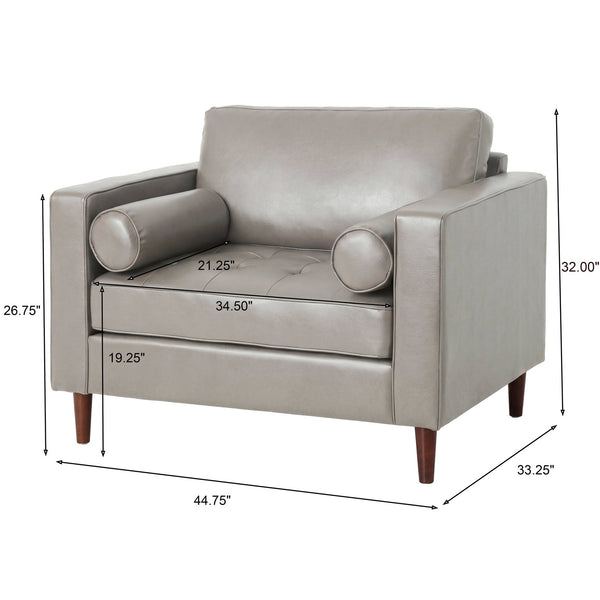English Elm Club Chair Button Tufted Waffle Stitch Upholstery Birch Legs Mid Century Accent N776P389472G