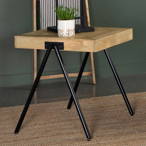 English Elm Avery Natural Mango Wood Side Table With Sleek Iron Legs – Modern Accent For Any Space B062P344947