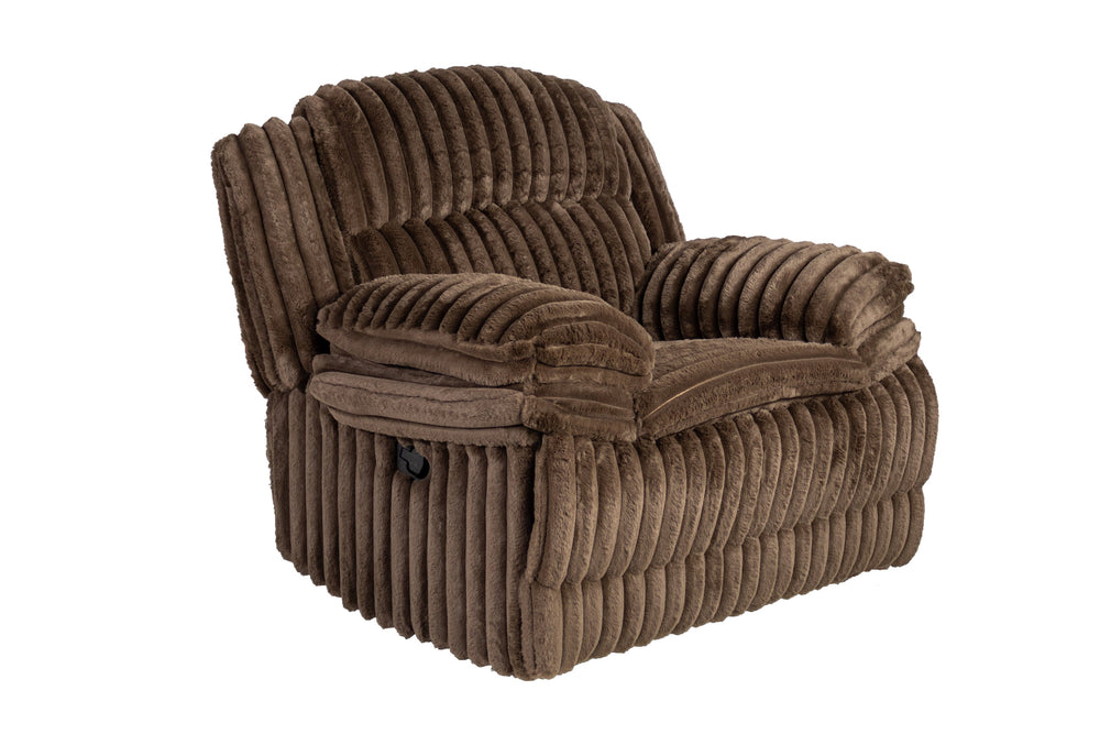 English Elm Manual Glider Recliner Plush Fur-Like Corduroy Upholstery, Smooth Glide, Padded Arms & Backrest Chocolate 28 L x 45 W x 33 H B089P296896