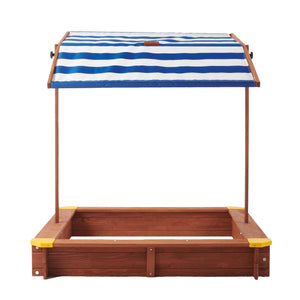 English Elm Kids Cedar Sandbox with Adjustable Canopy Corner Seating Outdoor Backyard Play D720094431