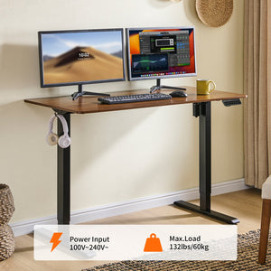 English Elm Electric Standing Desk with Steel Frame Mahogany Top for Home Office Productivity W1769P498654