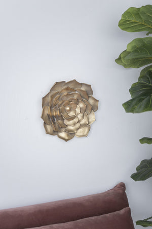 English Elm D10X1.4" Radiant Gold Succulent Wall Plaque - 3D Modern Décor For Stylish Homes & Offices W2078P223120