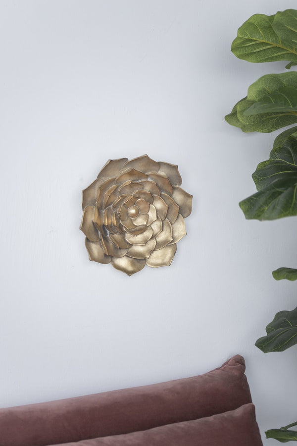 English Elm D10X1.4" Radiant Gold Succulent Wall Plaque - 3D Modern Décor For Stylish Homes & Offices W2078P223120