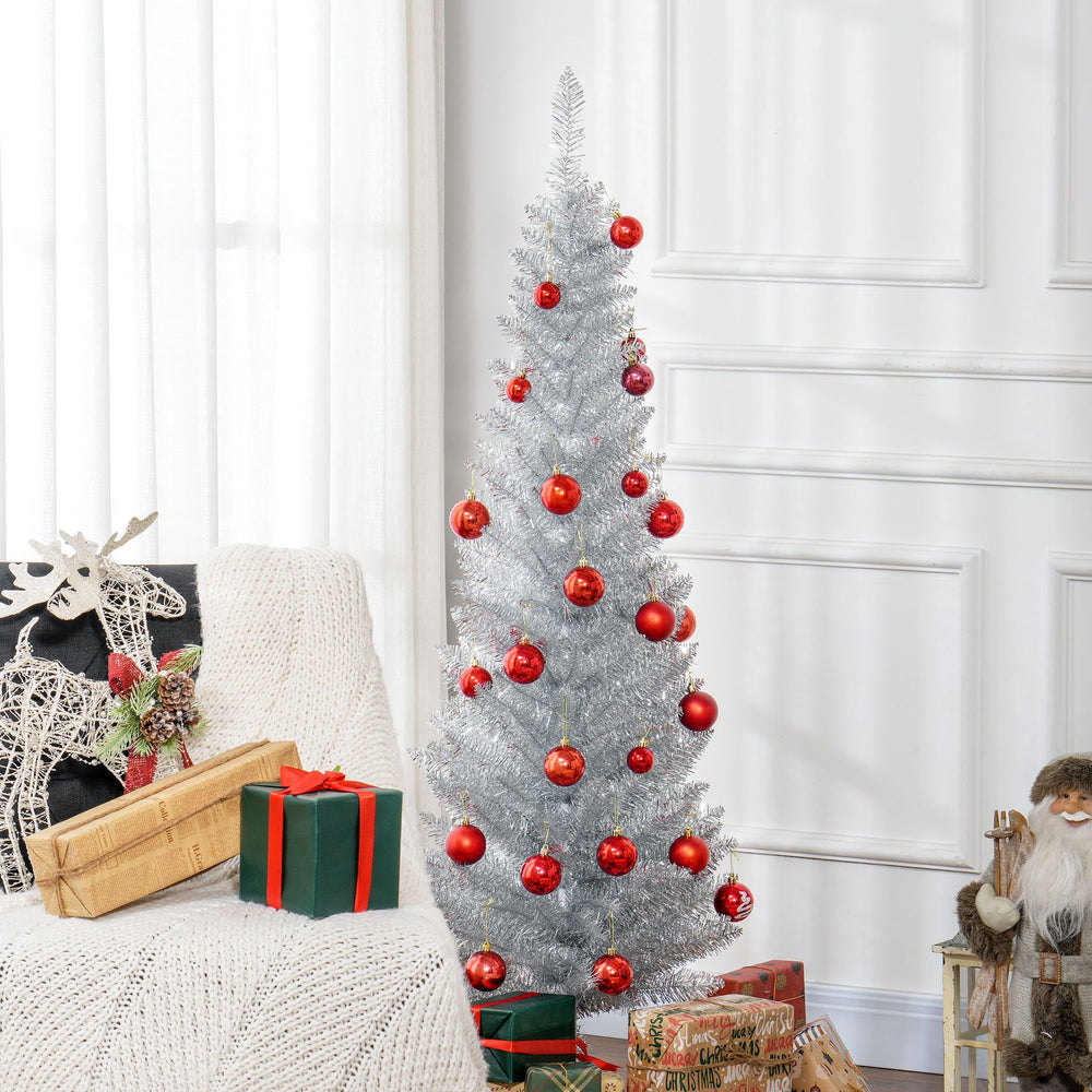 English Elm Homcom 5' Slim Pencil Christmas Tree With 294 Realistic Branch Tips - Perfect For Small Spaces! W2225P249663