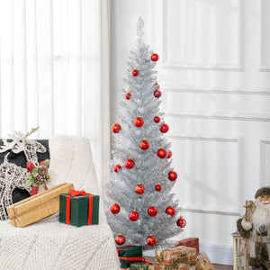 English Elm Homcom 5' Slim Pencil Christmas Tree With 294 Realistic Branch Tips - Perfect For Small Spaces! W2225P249663