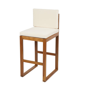 English Elm Christopher Knight Home® - Outdoor Acacia Wood Barstool set brings rustic-modern charm, durable solid wood, water-resistant cushions, easy assembly Teak+ Beige 43 L x 24.25 W x 11.5 H N776P285374T