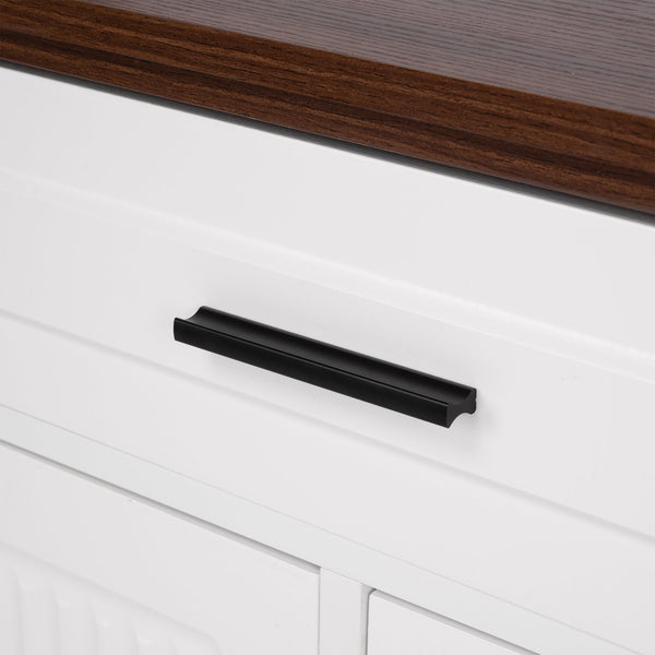 English Elm 63" Fluted Sideboard Buffet Cabinet with Coffee Bar Storage, 4 Doors 3 Drawers, Smooth Silent Slides White W2917P319113