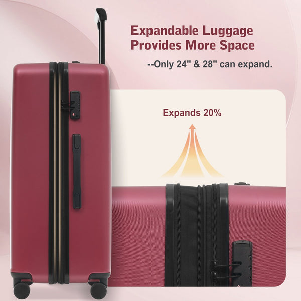 English Elm Luggage 5 Piece Hardside Abs Set with Front Access Carry on and Tsa Spinner Wheels Red N732P391544R