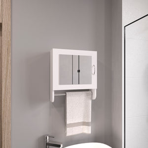 English Elm BOTIQ Sleek Mirror Medicine Cabinet with Towel Rack and Two Interior Shelves for Bath & Kitchen White 20.3 L x 18.4 W x 2.4 H B200P240244