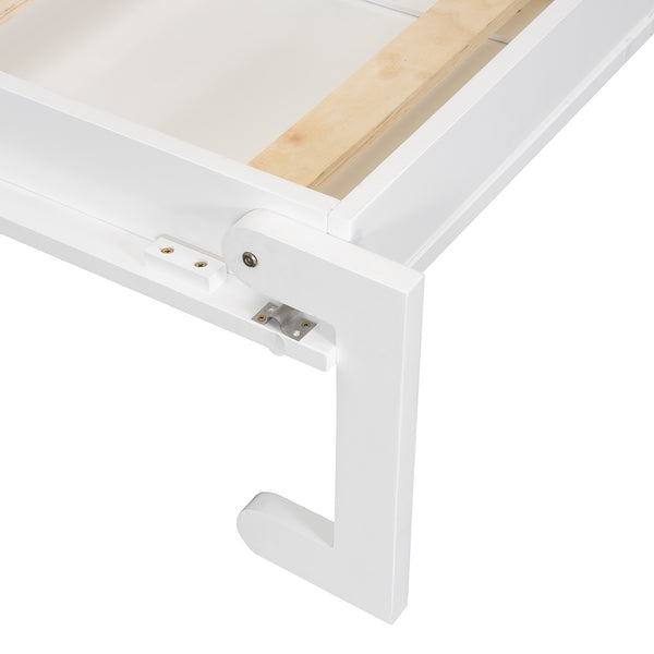 English Elm Queen Murphy Wall Bed with Fold Down Desk Dual Wardrobes and Drawers in White LP000925AAK