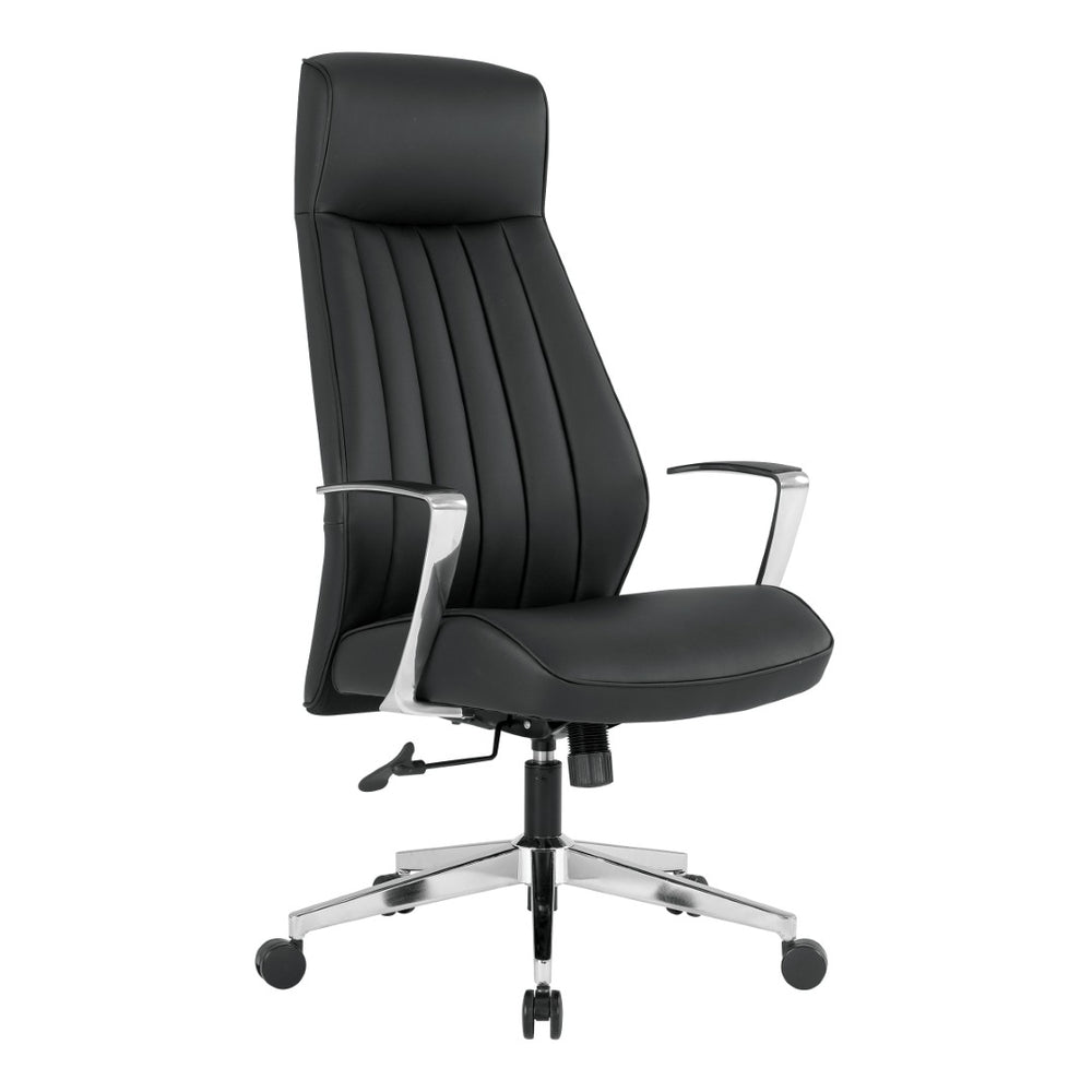 OSP Home Furnishings High Back Executive Office Chair with Antimicrobial Fabric Synchro Tilt and Chrome Base 62200C-R107