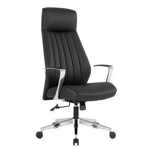 OSP Home Furnishings High Back Executive Office Chair with Antimicrobial Fabric Synchro Tilt and Chrome Base 62200C-R107