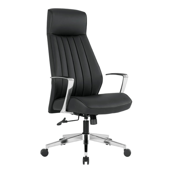 OSP Home Furnishings High Back Executive Office Chair with Antimicrobial Fabric Synchro Tilt and Chrome Base 62200C-R107