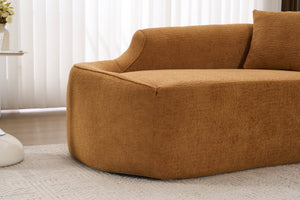 English Elm Ly-048 Sculpted Chenille Chaise Lounge Convertible Sleeper Sofa for Modern Living Spaces Orange W2231P401727