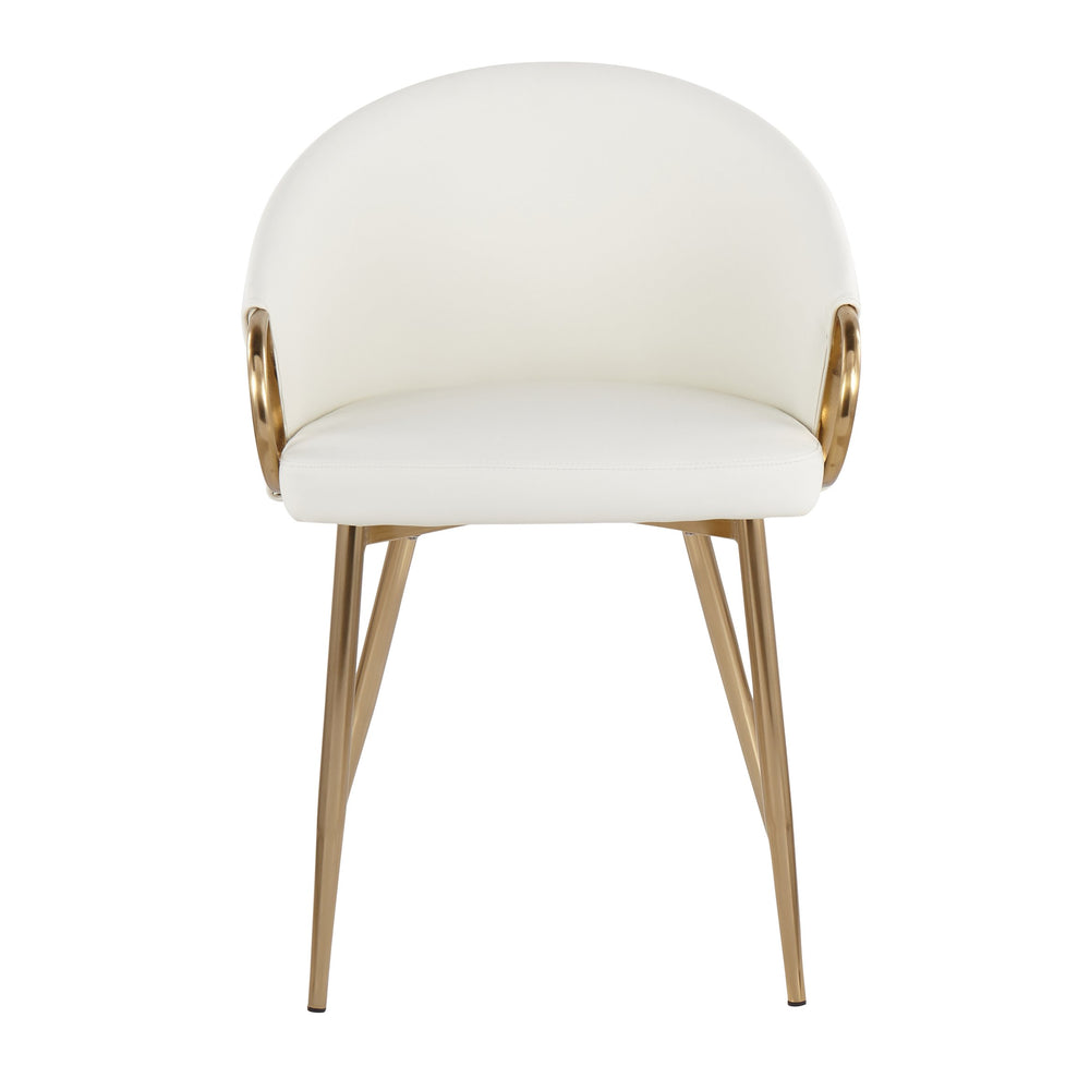 English Elm Chair with Silver Metal Frame and Padded Faux Leather Seat for Modern Dining Spaces White B202P471299