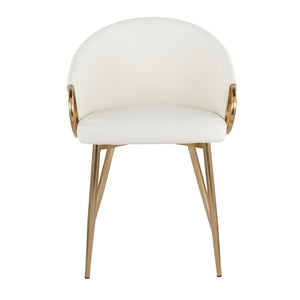 English Elm Chair with Silver Metal Frame and Padded Faux Leather Seat for Modern Dining Spaces White B202P471299