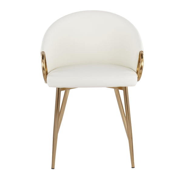 English Elm Chair with Silver Metal Frame and Padded Faux Leather Seat for Modern Dining Spaces White B202P471299
