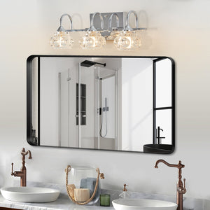 English Elm 17" Nickel Vintage Crystal Glass Vanity Light - 3-Light Hardwired Bathroom Mirror Fixture, Clear Shades, Iron Design W1340P206723