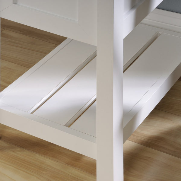 English Elm Desk, Modern White-Finish Workspace With Ample Storage, Open Shelves & Durable Engineered Wood Design B356P402727