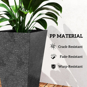 English Elm Outsunny Tall Marble Finish Plastic Planters Set of 3 Stackable Outdoor Tapered Pots W2225P485533
