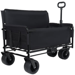 English Elm 3-in-1 Convertible Folding Utility Wagon with Bench Seat Carbon Steel Heavy Duty Black W2932P315006