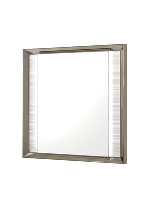 English Elm STAR Star White Mirror with LED Lighting, Solid Wood & MDF Frame, Modern White Finish, Dresser Mountable, Sleek Illumination for Vanity B201P338307