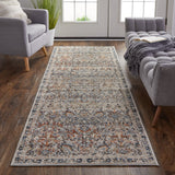 Feizy Rugs Kaia Luxurious Low Pile Area Rug - Soft, Durable Damask Design In Neutral Tones For High Traffic Areas Tan,Blue,Orange Polypropylene,Viscose,Polyester Kai39gnfblumlti3e