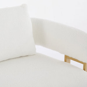 English Elm TS Modern decorative chair with teddy fleece upholstery, ergonomic sponge cushion and gold legs for luxe comfort and style White+Gold W2311P364620