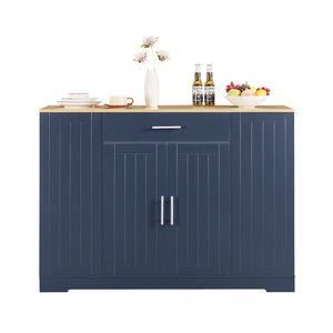 English Elm 53'' Kitchen Storage Islands with Drawers and Trash Can Storage, Modern Farmhouse Design, 53.2"W x 20.9"D x 38.0"H Navy Blue W1820P281266