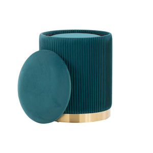 English Elm Nesting Pleated Velvet Ottoman Pair with Polished Gold Base Glam Living Room Accent B202P471499