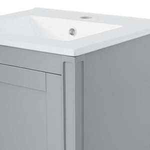English Elm 20" Gray Bathroom Vanity with Ceramic Sink, Soft-Close Door, U-Shaped Adjustable Shelf & Door Storage Rack for Small Spaces N729P299364E