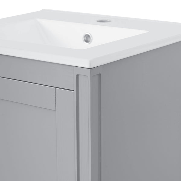 English Elm 20" Gray Bathroom Vanity with Ceramic Sink, Soft-Close Door, U-Shaped Adjustable Shelf & Door Storage Rack for Small Spaces N729P299364E