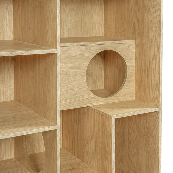 English Elm Modern Wood Grain Bookshelf Cat Habitat with Climbing Cubbies for Living Room Natural N752P395027N