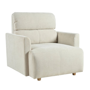 English Elm Oversized Storage Ottoman Accent Chair with Deep Wide Seat, Mid-Century Upholstered Lounge Sofa for Cozy Reading and Relaxation Beige+Grey W1028S00044