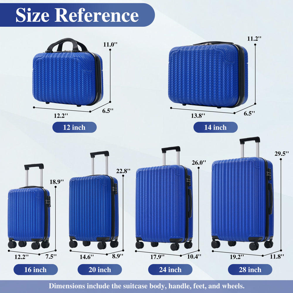 English Elm 6-piece Hardshell Abs Luggage Set with Spinner Wheels Tsa Lock Scratch Resistant Shell N730P354689D