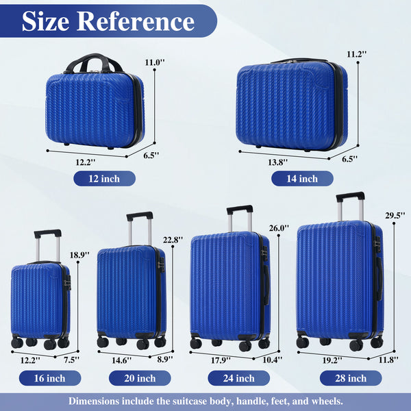 English Elm 6-piece Hardshell Abs Luggage Set with Spinner Wheels Tsa Lock Scratch Resistant Shell N730P354689D