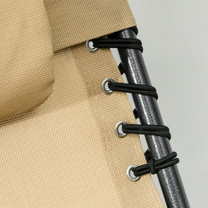 English Elm Outsunny Folding Chaise Lounge With 5 Recline Levels, Mesh Fabric, Side Pocket & Headrest For Outdoor Relaxation W2225P174372-GIGA